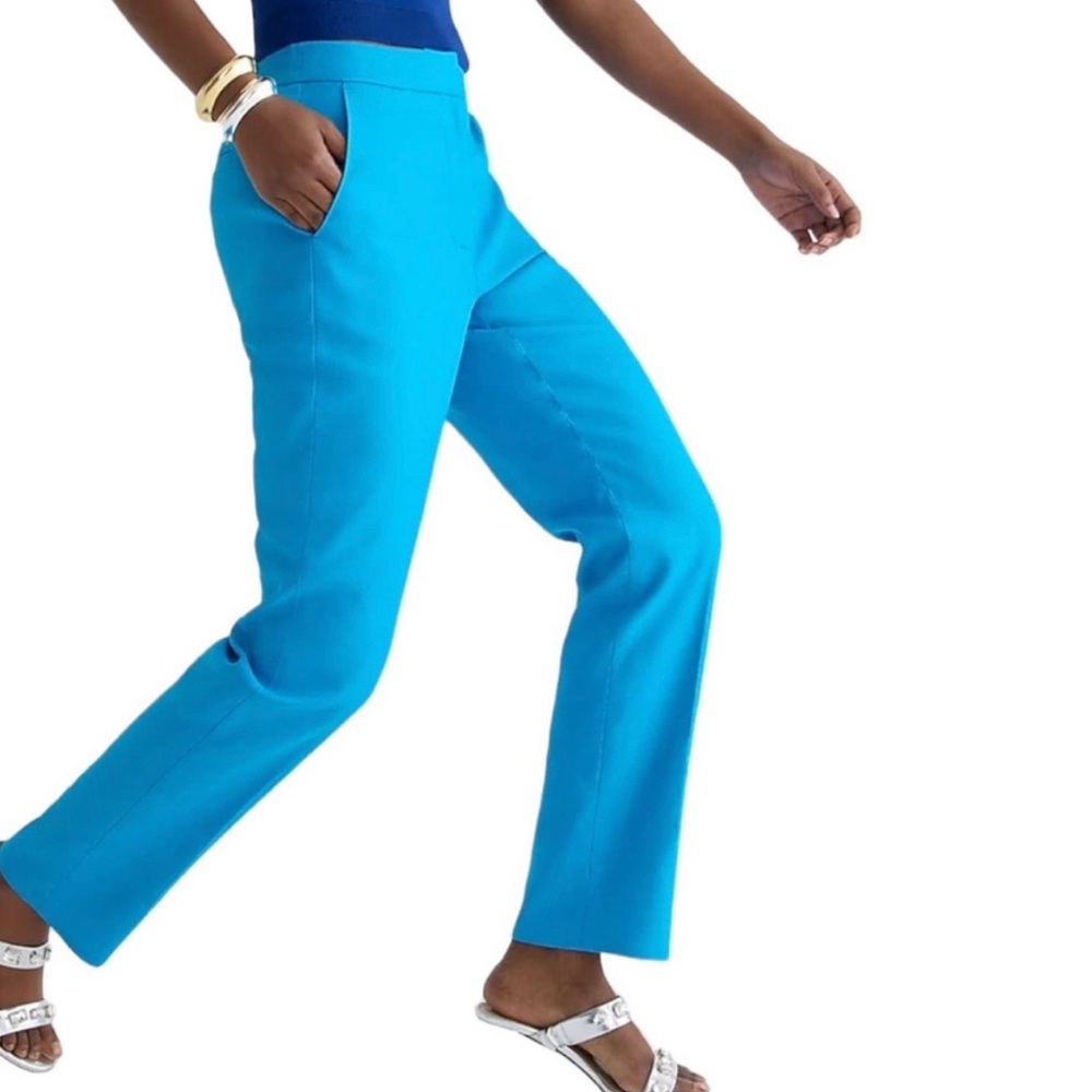 J Crew Kate Straight Leg Trouser Pants Stretch Linen Blend Blue BF409 6T